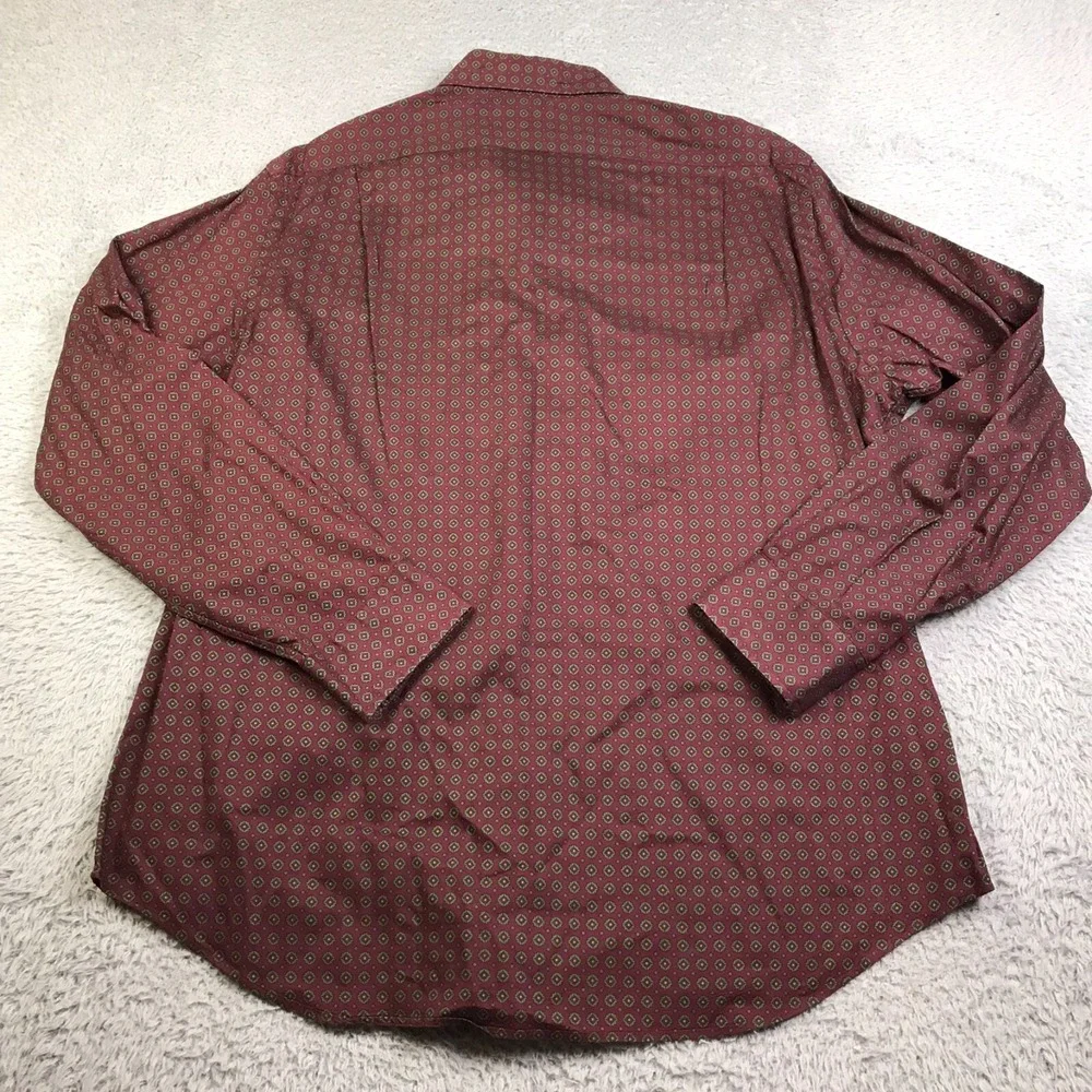Polo Ralph Lauren Shirt Mens XL Burgundy Geometeric Cotton Button Up Long Sleeve